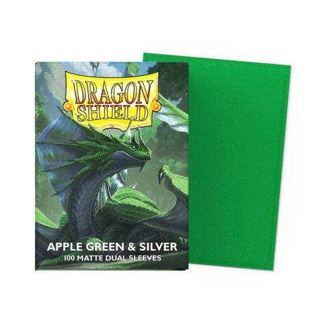 Koszulki na karty Dragon Shield - Apple Green & Silver 100 Matte Dual